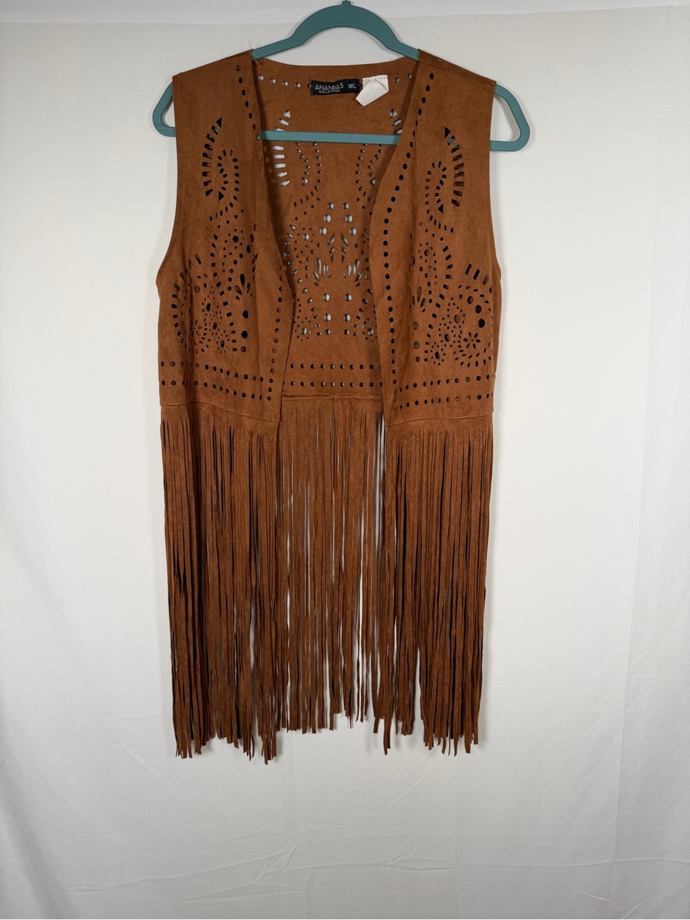 Costal Cowgirl Western Festival Fringed Faux Suede Vest in Rich Brown
